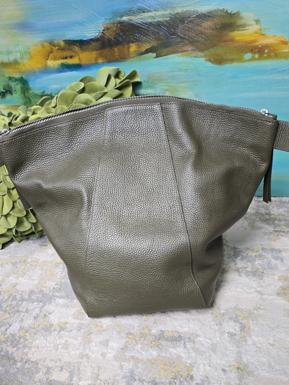 All Saints Anouck Sling Leather Backpack - Sycamore Green